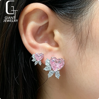 Boucles d'oreilles en forme de cœur rose, diamant cultivé en laboratoire certifié IGI, bijoux personnalisés pour femmes, or massif 9k 10k 14k 18k