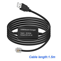 Cable de Alimentación USB a RJ11 para Detector de Radar de Coche, Cámara DVR, GPS, Amplificador de 5V a 12V, 1.5M