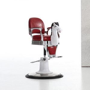 Poltrona da Barbiere per Bambini con Seduta in Pelle - Sedia Elevabile Commerciale per Salone di Bellezza e Taglio Capelli - Product Image 1