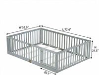 Lit de chambre moderne Montessori en bois massif avec escalier, barrières, lattes, taille Queen, lit au sol, étagère et 2 tiroirs de rangement, facile à monter