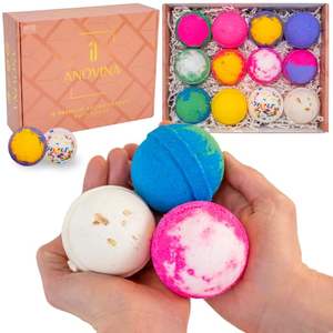 Lot de 12 bombes de bain au beurre de karité naturel pour hydrater la peau, cadeaux de bain moussant faits à la main pour femmes - Product Image 1