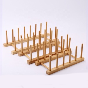 Wholesale Multifunction Dish Organizer Rack For Cabinet Plates Cups Bowls Bamboo Dish Drying Rack