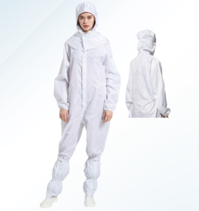 Vêtements de travail en tissu ESD pour l'industrie alimentaire Vêtements à col montant et à rayures pour salle blanche avec caractéristiques de sécurité - Product Image 2