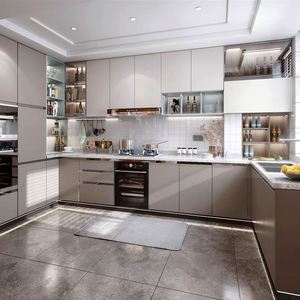 New Arrival Modern Cabinet Design Luxury Custom Solid Wood Tall Cabinets Living Room <b>Furniture</b> <b>Kitchen</b> Cabinet - Product Image 1