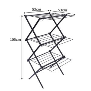 Séchoir à linge pliable en X, extensible, gain de place, 3 niveaux, en métal, autoportant - Product Image 6