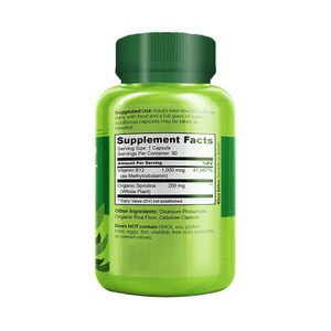 Nhãn hiệu riêng khỏe mạnh tâm trạng năng lượng Tim & mắt sức khỏe Thuốc bổ sung hữu cơ vegan Spirulina Vitamin <span class=keywords><strong>B12</strong></span> viên nang - Product Image 3