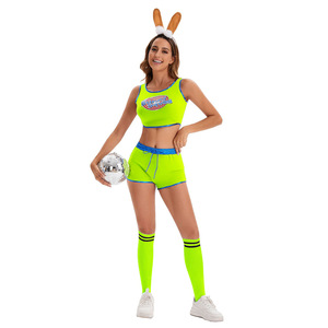 <span class=keywords><strong>Costume</strong></span> de cosplay <span class=keywords><strong>sexy</strong></span> de lapin pour femme, tenue de fête d'Halloween avec hauts et shorts en polyester, grande taille - Product Image 6