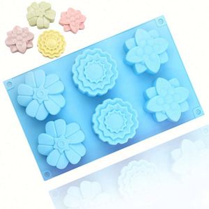 Moule en silicone écologique à 6 cavités, formes de fleurs variées, pour savon 3D, ustensiles de cuisine, outils, moule à gâteau, résine, sans BPA, OEM/ODM - Product Image 1
