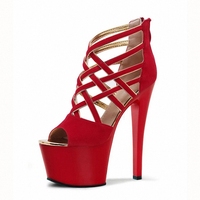 Chaussures de danseuse de club sexy de 17 cm, chaussures de pole dance, chaussures de strip-teaseuse gothiques, plateforme complète, costume de fête, chaussures de travestissement