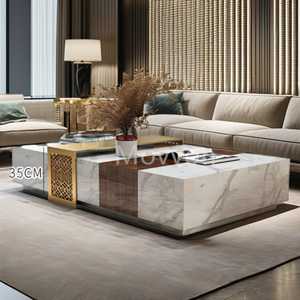 Moderner Luxus-Tee tisch aus Natur marmor für Wohnzimmer Rechteckiges Designer modell mit hellen Luxus stein möbeln für Villen - Product Image 6
