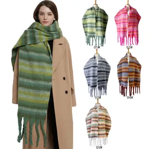 Woven Fashion Solid New Lady Men Fluffy Scarf Winter Autumn 2022 Shawl Poncho Latest Design Thick Cashmere Scarf