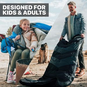 Sac de couchage léger et compact pour adultes et enfants de 10 à 12 ans, imperméable, rembourré en polyester, pour le camping, la randonnée et les voyages en sac à dos par temps froid - Product Image 5