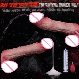 9inch Realistic Men Ejaculating <b>Dildo</b> Female G Spot Adult Anal Vagina Squirting <b>Dildo</b> with Suction Cup Silicone Dual-layer Penis - Product Image 3