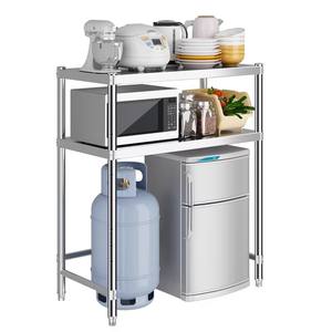 Support en acier inoxydable à deux couches <span class=keywords><strong>pour</strong></span> meubles de maison <span class=keywords><strong>pour</strong></span> cuisinière à gaz four réfrigérateur Machine à laver <span class=keywords><strong>cuisine</strong></span> support de réservoir de gaz - Product Image 1