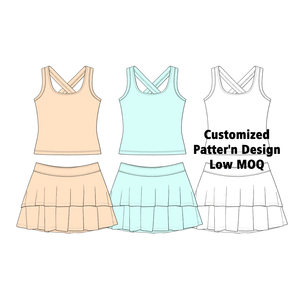 Girls Tennis Outfit <b>Kids</b> Gym Set Sleeveless <b>Crop</b> <b>Top</b> Pleated Skirt Set for Dance Pe Uniform Custom Logo - Product Image 1