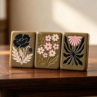 Ensemble de Mahjong Américain de Luxe Vintage Marron Foncé Gaufré, 160 Tuiles Acryliques Sculptées Motifs Floraux et Oiseaux, Pliable, pour Jeu de Casino