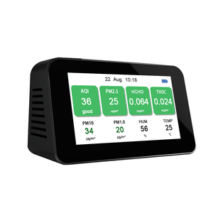 Détecteur de température et d'humidité intérieure noir, détecteur de qualité de l'air PM2.5, détecteur de particules de poussière et de formaldéhyde, analyseur de gaz avec alarme - Product Image 1