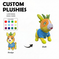 Peluche personnalisée, mignonne et moelleuse, avec gilet rayé, en forme de loup, de personnages d'anime, ou de nourriture, utilisable comme sac à dos, porte-clés ou jouet en peluche.