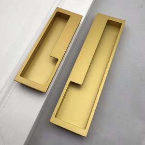 Poignées de meubles de cuisine contemporaines en alliage de zinc doré, encastrées, réglables, pour commodes et hôtels, anti-rouille, à tirer et pousser - Product Image 4