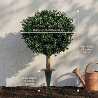 Boule de mousse artificielle réaliste pour jardin, sphère végétale verte en plastique avec base en fer pour aménagement paysager extérieur