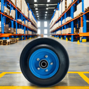 Hub pusat Offset 10 inci roda padat untuk troli tangan terbuat dari karet dan baja tahan lama - Product Image 6