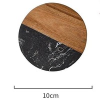 Sous-verres et sets de table isolants modernes en marbre noir et bois d'acacia, faits à la main, écologiques, durables et résistants à la chaleur
