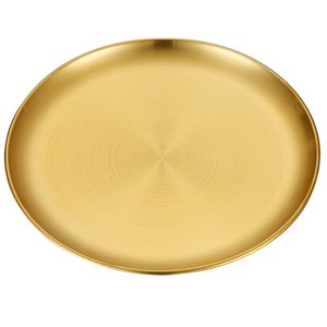 Piatto Rotondo Lucido in Acciaio Inox 201 Dorato, Vassoio per Barbecue, Piatto per Frutta e Dolci, Piatto Piano Ecologico ad Alta Durabilità - Product Image 3