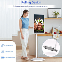 Televisor Portátil LCD de 32 Pulgadas FHD IPS con Pantalla Táctil, Mini Smart TV con Sistema Android 12, Wifi, RJ45, USB, NFC, Soporte, Gabinete Blanco, Retroiluminación LED