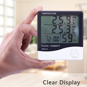 HTC-2 Digitale Thermometer Hygrometer Indoor Outdoor Temperatuur <span class=keywords><strong>Meter</strong></span> Vochtigheid Monitor Met Lcd Wekker - Product Image 2