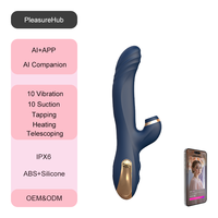 Vente en gros OEM PleasureHub Vibrateur Lapin 4-en-1 télescopique à aspiration et chauffant, contrôlé par application IA, pour femmes