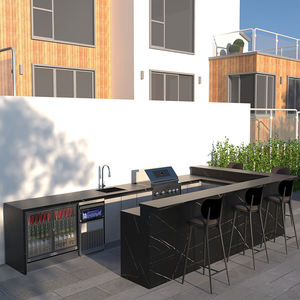 Conjunto de Cozinha Externa Italiana Moderna de Luxo com Forno de Pizza, Churrasqueira, Geladeira, Armários, Puxadores e Bancada de Mármore para Cozinhas Externas - Product Image 6