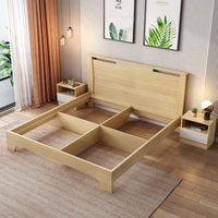 Ensemble de chambre à coucher moderne de luxe pour hôtel et appartement, avec lits double, queen et king size, tiroirs de rangement, cadres de lit en bois MDF et tête de lit lumineuse