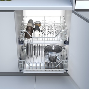Stainless Steel Pull Out Four Side <b>Wire</b> <b>Basket</b> Drawer Kitchen Cabinet Storage Organizer for Modular Cabinet Kitchen Sliding Corn - Product Image 4