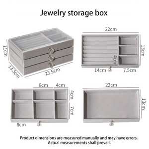 Acrilico trasparente in velluto gioielli portaoggetti anelli collane espositore portagioie con cassetti Top trasparente - Product Image 2