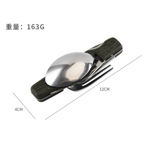 Juego de vajilla portátil para camping con mango de alambre de acero inoxidable, cuchillo, tenedor y cuchara, tres piezas. - Product Image 2