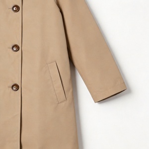 Erkek Minimalist Bej Kapüşonlu <span class=keywords><strong>Parka</strong></span> |   Orta Boy Kruvaze Kaban |   Klasik İngiliz Tarzı Dış Giyim - Product Image 3