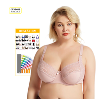 OEM 80E-105E 얇은 컵 큰 사이즈 언더와이어 레이스 백 클로저 브라 여성용 편안하고 섹시한 푸쉬업 브라 미끄럼 방지 및 조절 가능한 스트랩
