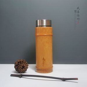 Bamboo <b>Thermos</b> Cup Stainless Steel Inner 500ml Travel Insulated For <b>Tea</b> And Water All Gender Use - Product Image 3