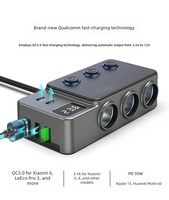 Chargeur rapide universel pour voiture 120W multi-ports PD avec 2 prises USB-C et 3 prises USB-A, interrupteurs de contrôle séparés et LED - Vente en gros fabricant