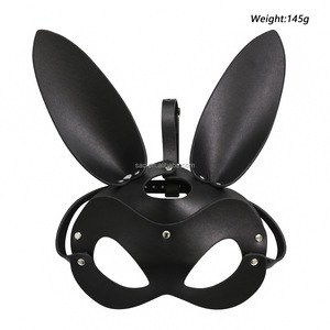 SacKnove 51039 New Sexy Bunny Cosplay Demon Blindfold Alternative Flirting Toy Rabbit Ears Leather Bondage Headgear - Product Image 2