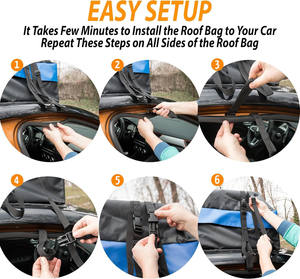 Échantillon gratuit Sac de toit pour voiture résistant à l'eau 100% imperméable 15 pieds cubes Comprend un couvre-toit Sangles renforcées - Product Image 3