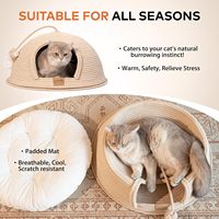 Panier-lit pour chat en corde de coton tressée à la main, maison pour chat en forme de dôme, idéal pour les petits chats et chiens pour jouer et dormir