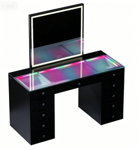 Table de toilette de <span class=keywords><strong>style</strong></span> américain moderne avec plateau en verre et éclairage RGB arc-en-ciel pour la vente en gros de meubles de maison - Product Image 4