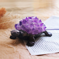 Lampe en cristal tortue de mer naturelle en gros Améthyste de l'eau Cluster USB Veilleuse Artisanat Lumières décoratives pour la maison Cadeaux de mariage