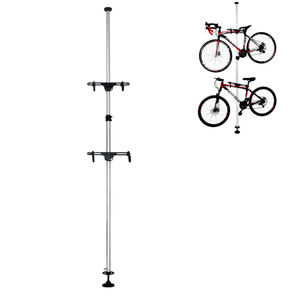Support de vélo vertical du sol au plafond, réglable de 1,75 à 3,2 m, support de rangement pour vélo avec 30 °   Crochets rotatifs pour 2 vélos - Product Image 2