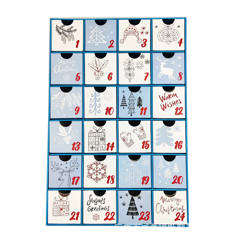 Scatola regalo cieca a sorpresa con calendario dell'avvento personalizzato 24 pezzi di natale per cosmetici al cioccolato di natale