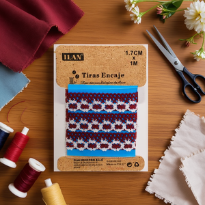 Nastro in pizzo Ilan 1,7 cm x 1 m colore bordeaux per artigianato e decorazioni - Product Image 2