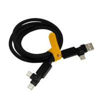 Câble de charge rapide en silicone personnalisé 4 en 1, alliage de zinc, double rotation, coudé en L, entrée USB + Type-C, sortie Type-C IOS, cordon de synchronisation des données