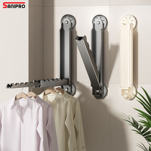 SANIPRO ventosa pequeña percha de secado interior baño balcón sin punzón colgante de pared telescópico plegable estante de almacenamiento de ropa - Product Image 1
