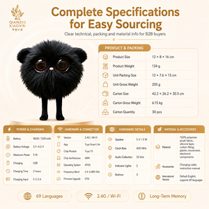 Peluche AI Black Elf Édition Limitée, yeux marrons, clonage vocal ChatGPT 69 langues, compagnon à mémoire longue durée pour enfants, 2.4G - Product Image 6